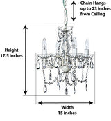 gypsy color The Original 4 Light Crystal White Hardwire Flush Mount Chandelier H17.5”xW15”, White Metal Frame with Clear Glass Stem and Clear Acrylic gypsy color