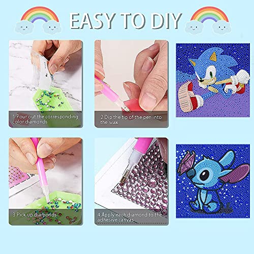 Klever Kits Gem Art, Kids Diamond Painting Kit with Big 5D Gem, Arts and Crafts for Girls Ages 4-12, Gem Craft Activities Kits, Premium Diamond Art