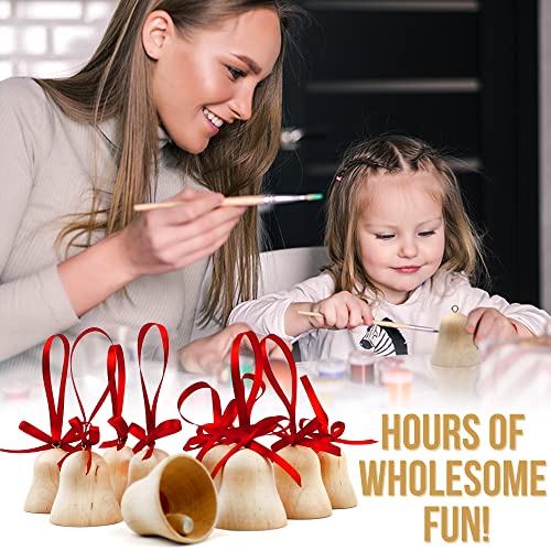 Unfinished Wooden Figures Bell Shape for Art Projects 10 pcs - Paint Your Own Wooden Ornaments - Unfinished Wood Crafts Bells DIY Christmas Ornaments AEVVV