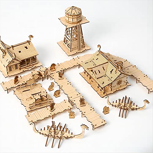 bennama 3D Wooden Puzzles Viking Port Invasion Model Kits, Brainteaser and Puzzle for Christmas/Birthday,Gifts for Adults and Teens to Build bennama