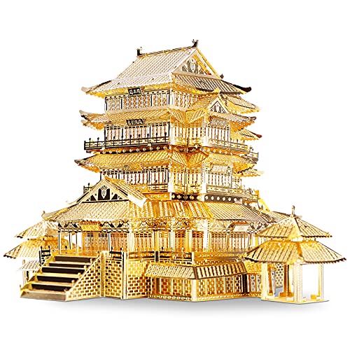 Piececool 3D Metal Puzzle for Adults, Tengwang Pavilion Metal Model Kit, Chinese Famous Architecture Building Kit DIY Craft Brain Teaser 3D Puzzles - WoodArtSupply