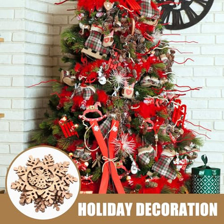 ABOOFAN 1 Set of Christmas Unfinished Wooden Snowflake Ornaments Snowflake Hanging Cutouts Blank Wood Slices Embellishments for Xmas Tree Decorations ABOOFAN