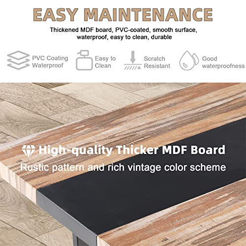 STHOUYN 71" 6ft Large Dinner Table for 6 8 Seat Dining Room Table, Rectangular Farmhouse Modern Kitchen Long Black & Brown Industrial Conference STHOUYN