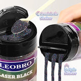 LEOBRO Black Glitter, Glitter, 180G/6.35OZ Holographic Ultra Fine Glitter, Resin Glitter Powder, 1/128" Metallic Black Glitter for Crafts Resin LEOBRO