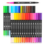 Caliart 34 Double Tip Brush Pens Art Markers, Artist Fine & Brush Pen Coloring Markers for Kids Adult Book Halloween Journaling Note Taking Lettering Caliart