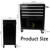 SEHAONOHOME 4 Drawers Rolling Tool Chest Cabinet with Wheels, Tool Storage Cabinet and Tool Box Organizer for Garage Warehouse Workshop, Black SEHAONOHOME