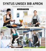Syntus 2 Pack Adjustable Bib Apron Waterdrop Resistant with 2 Pockets Cooking Kitchen Aprons for Women Men Chef, Black Syntus