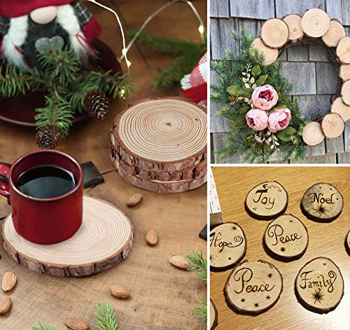Lemonfilter Natural Wood Slices 12 Pcs 5.1-5.5 Inches Craft Wood Kit Wooden Circles Unfinished Log Wooden Rounds for Arts Crafts Wedding Christmas