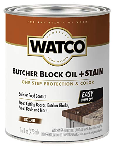 Watco 359024 Butcher Block Oil Plus Stain, 16 Ounce, Hazelnut - WoodArtSupply