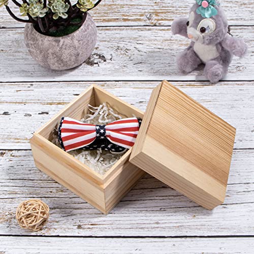 Useekoo Unfinished Wooden Box with Lid, 2 Pcs 3.9''x3.86''x2.6'' Small Keepsake Box, Rustic Wood Boxes for Crafts Art Hobbies and Home Decorations Useekoo