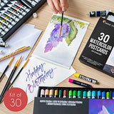 Blank Watercolor Cards with Envelopes NOT FOLDED - 30 Pack : 30 Postcards and 30 Envelopes 5x7" - Watercolor Postcards 300GSM - DIY Thank You Card, Zenacolor