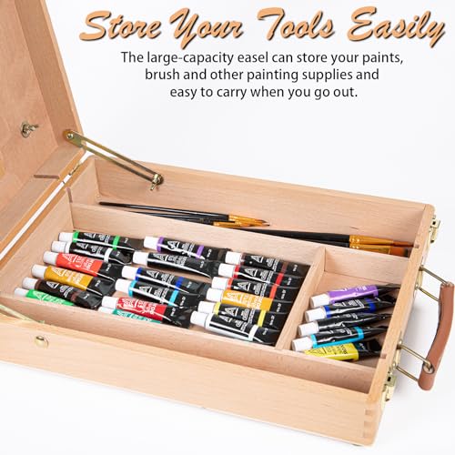 Louise Maelys Tabletop Easel Beechwood Art Easel for Painting Canvases Table Easel Stand for Painters Painting by Numbers, Students Beginners Artist Louise Maelys