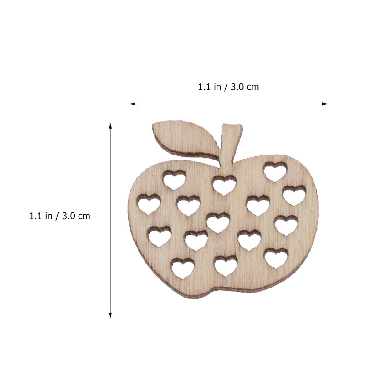 Amosfun 100pcs Wooden Apple Cutout Unfinished Mini Wood Apple Pieces Slice Centerpiece Embellishment for Xmas Wedding Birthday Table Decor DIY Craft Amosfun