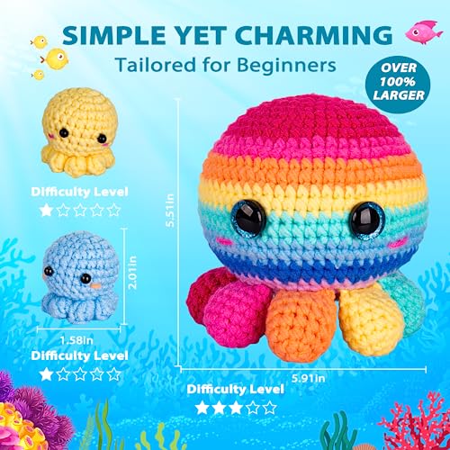 Crochetta Crochet Kit for Beginners, Crochet Kit Step-by-Step Video Tutorials, Crochet Starter Kit Learn to Crochet Kits for Adults Kids Beginners, Crochetta