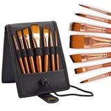 MyArtscape Travel Paint Brush Set, 7 Ultra Short-Handle Brushes with Case Holder - for Watercolor, Gouache and Acrylic - Synthetic Hair - Ideal for MyArtscape