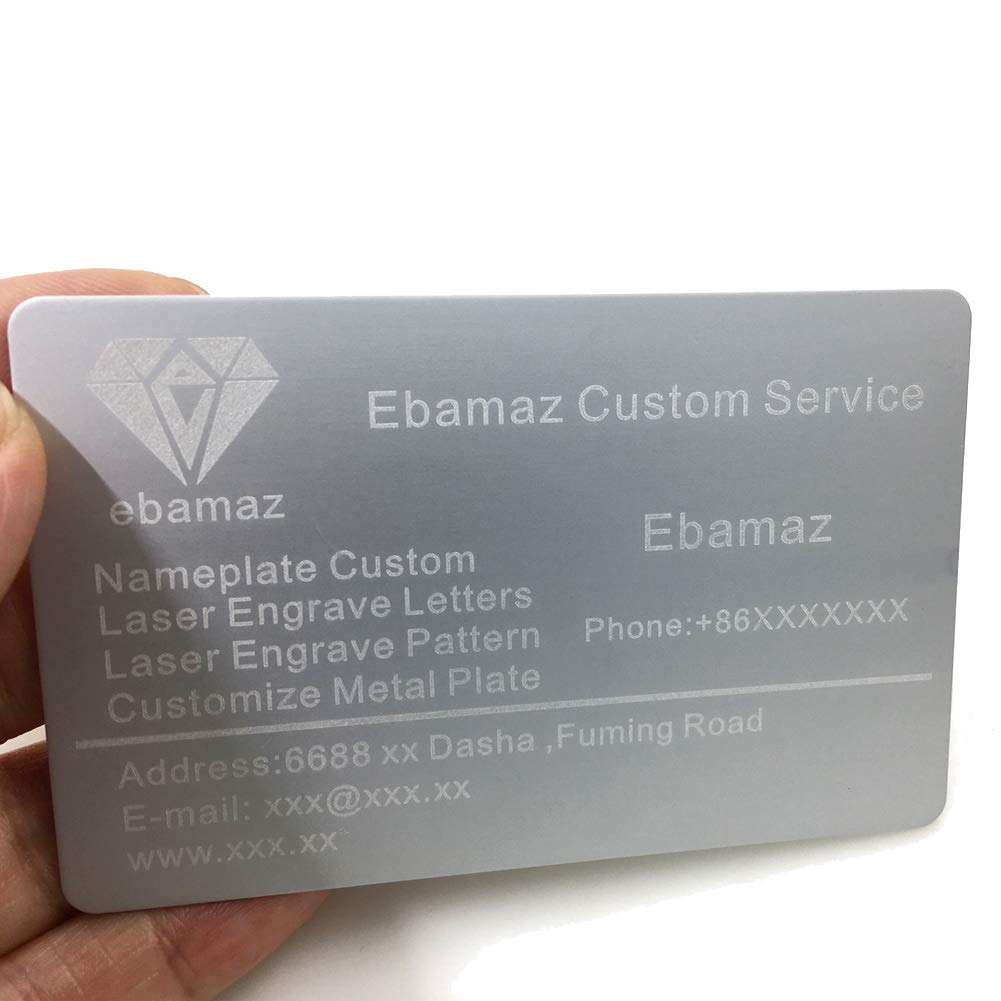 ebamaz Metal Business Cards Anodized Aluminum Plaque Plate 86X54X0.8mm (Silver,Blank,10PCS) ebamaz