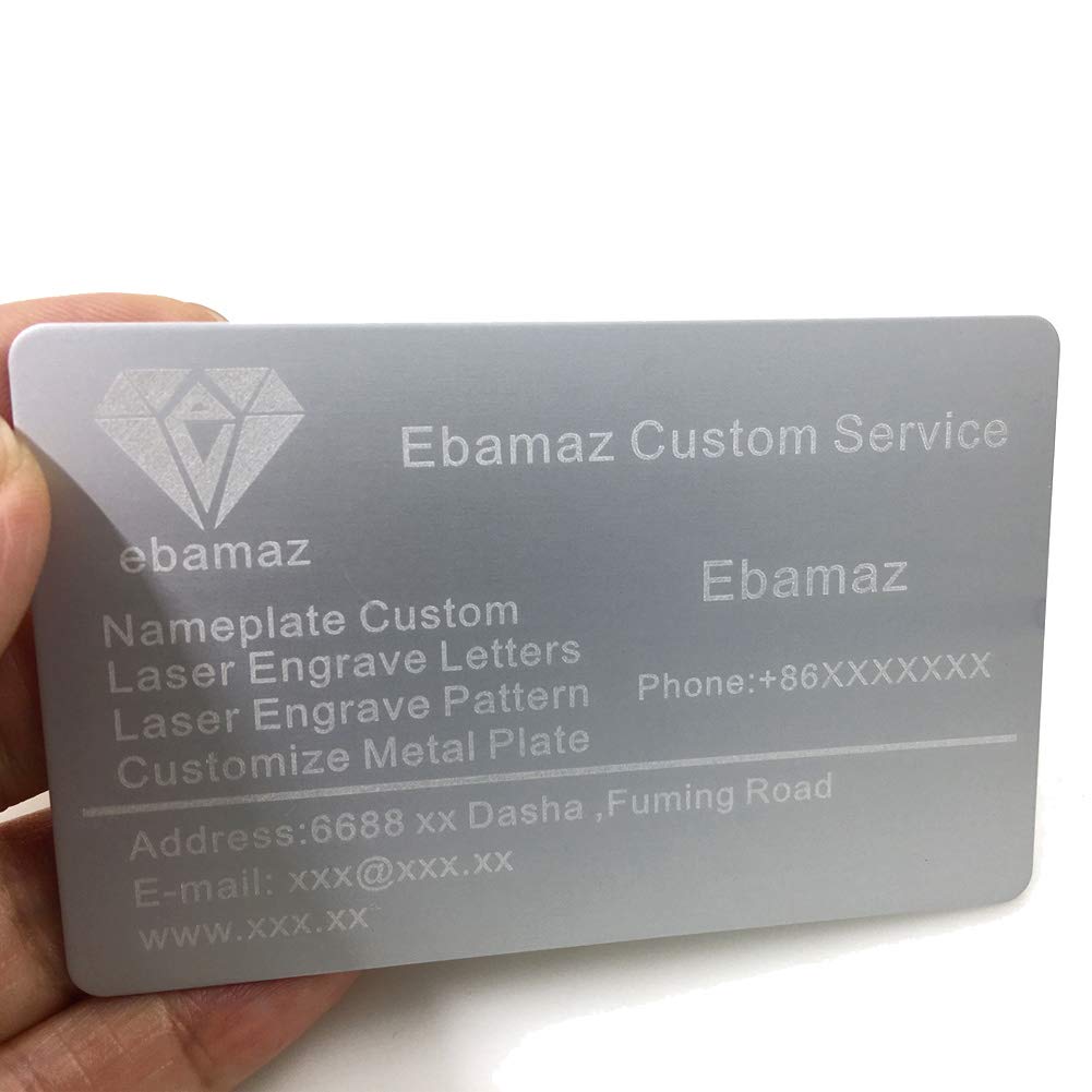 ebamaz Metal Business Cards Anodized Aluminum Plaque Plate 86X54X0.8mm (Silver,Blank,10PCS) - WoodArtSupply