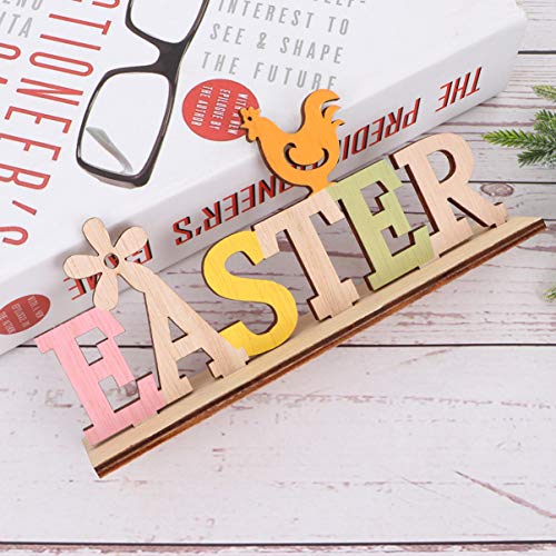 Amosfun Easter Wooden Table Sign Easter Chicken Flower Stand Sign Plaque Tabletop Craft Ornament Centerpiece for Home Office Farmhouse Easter Table Amosfun
