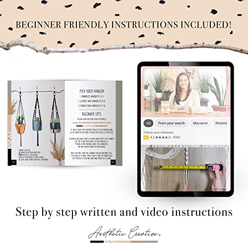 Macrame Kit-Black Edition-Makes 3 Macrame Plant Hangers with Easy to Follow Instructions for Adult Beginners - Includes 109 Yards 3mm Cotton Macrame Aesthetic Creative