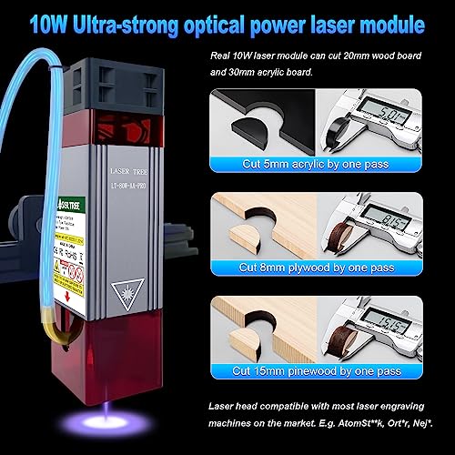 Laser Module with Air Assist, 80W Laser Engraving Cutting Module for Wood, 10W Output Power, Built in FAC, Compressed Spot CNC Carving DIY Laser - WoodArtSupply