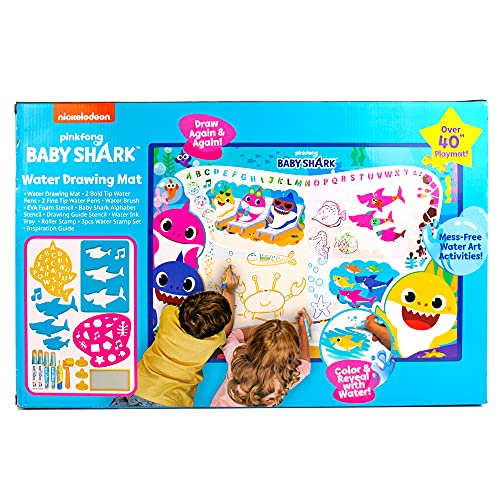 Horizon Group USA Baby Shark Water Drawing Mat, Includes Reusable 40-Inch Water Drawing Mat, Refillable Water Brush & Pens, Stencils, Mess-Free Water Horizon Group USA