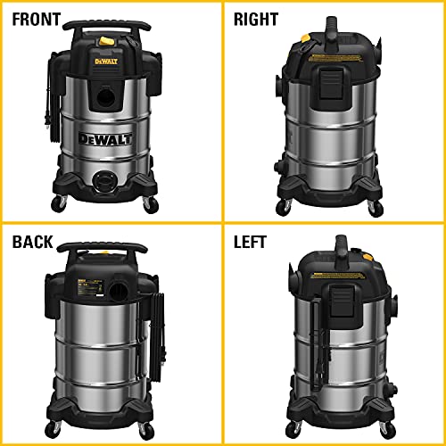 DeWalt DXV08S Wet/Dry Vacuum 8 Gallon 4 Peak HP, Stainless Steel, Silver DEWALT