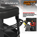 M-AUTO Heavy Duty Garage Rolling Work Seat 300LBS Capacity Mechanics Stool with Wheels, Rolling Work Seat with Equipment Tray and Tool Rack, M-AUTO