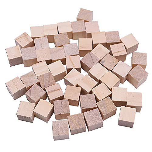 50 Pcs Wooden Cubes, Natural Wood Square Cubes Unfinished Wood Blocks, Hardwood Blocks for Puzzle Making Crafts DIY Projects(1x1x1cm) - WoodArtSupply