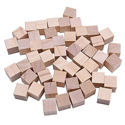 50Pcs Wooden Square Number Cubes,Unfinished Natural Wood Blocks, Natural Solid Cube,Hardwood Alphabet Photo Blocks Making Craft Gift(1x1x1cm)