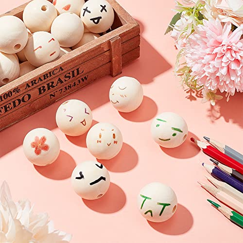PH PandaHall Wooden Beads, 50Pcs 30mm(1.2 Inch) Natural Unfinished Wood Spacer Beads Round Wooden Ball Loose Beads for Crafts DIY Jewelry Garland PH PandaHall