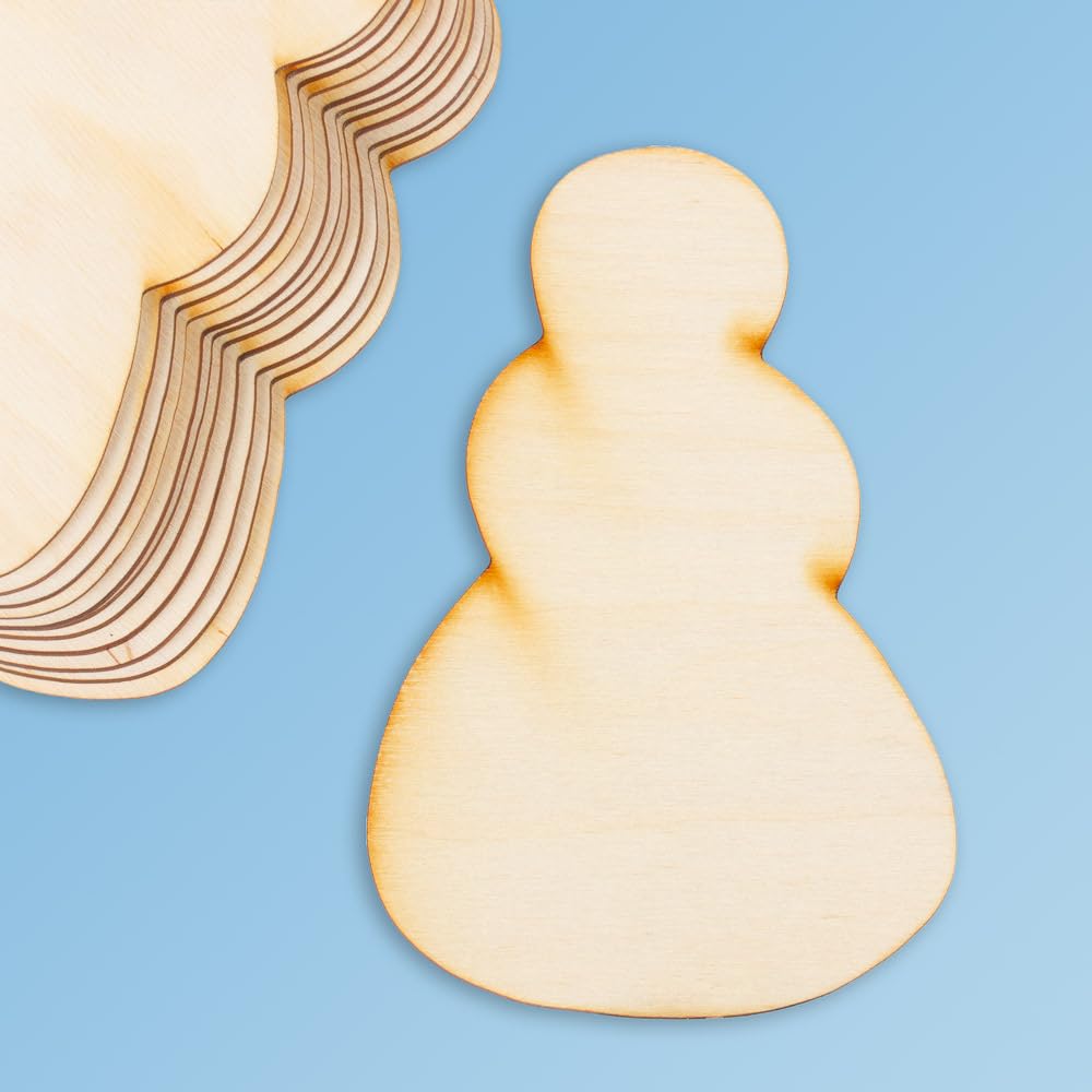 Factory Direct Craft 12 Pieces of Unfinished Wood Snowman Cutout