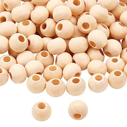 PH PandaHall 500pcs Natural Wooden Beads 10mm Ball Spacer Beads Unfinished Wood Beads Macrame Beads for Tassel Christmas Tree Hanging Holiday Decor
