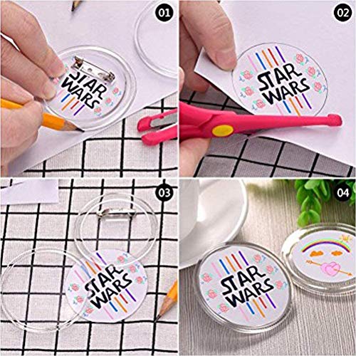 30 Pcs 2.36'' Pin Button Badge Acrylic Clear Pin Buttons Blank Badge Making Kit Acrylic Badge Maker for Craft DIY Kids' Paper Craft Activities etc - WoodArtSupply