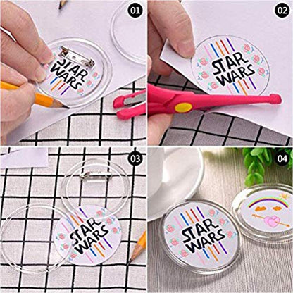 30 Pcs 2.36'' Pin Button Badge Acrylic Clear Pin Buttons Blank Badge Making Kit Acrylic Badge Maker for Craft DIY Kids' Paper Craft Activities etc - WoodArtSupply