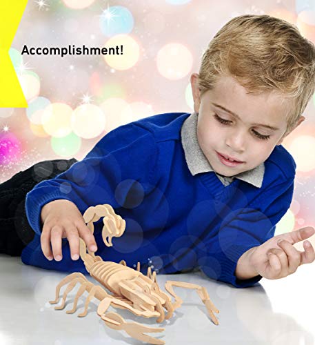 Puzzled 3D Puzzle Scorpion Wood Craft Construction Model Kit, Fun & Educational Animal DIY Wooden Toy Assemble Model Unfinished Crafting Hobby Puzzle - WoodArtSupply