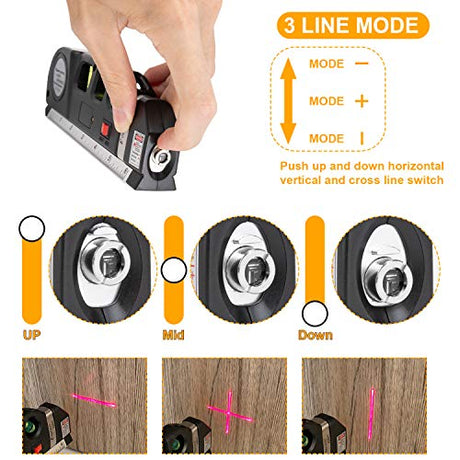 Laser Level Tool, Multipurpose Laser Level Kit Standard Cross Line Laser level Laser Line leveler Beam Tool with Metric Rulers by QPEUIM QPEUIM
