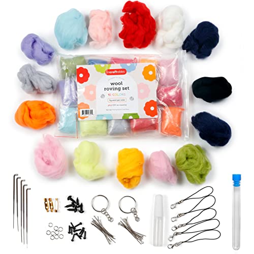 Incraftables Wool Needle Felting Kit (15 Colors). Best Wool Felting Kits for Beginners, Pros, Adults & Kids. Wool Roving Felt Supplies Starter Set - WoodArtSupply