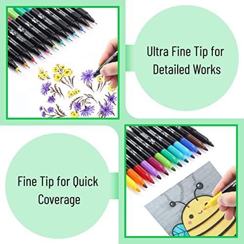 Mr. Pen- Dual Tip Permanent Markers, 12 Pack, Fine & Ultra Fine Tip, Fine Tip Permanent Markers, Fine Tip Marker, Permanent Markers Fine Point, Fine Mr. Pen