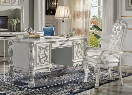 Acme Furniture Dresden 36" Wide Wooden Executive Writing Desk, Bone White Finish Acme Furniture