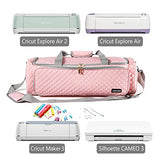 AMOIGEE Carrying Case for Cricut Explore Air 2, Cricut Maker 3, Cricut Explore 3, Pink Storage Organizer for Cricut accessories, Quilted Cricut Bag AMOIGEE