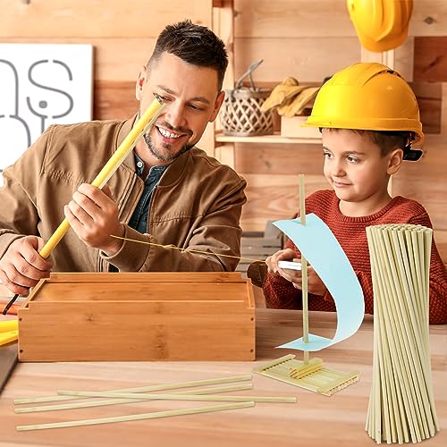 DLOnline 150Pcs Wooden Dowel Rods Wood Sticks - 1/4 x 12 Inch Unfinished Bamboo Sticks Precut Dowels for Crafts and DIY DLOnline