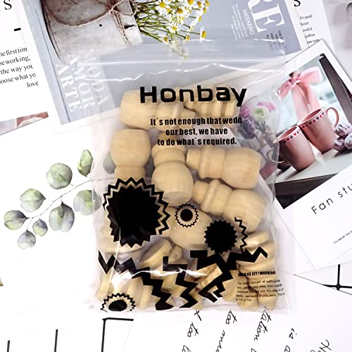 Honbay 12PCS Unfinished Wooden Christmas Tree Snowman Wood Christmas Ornaments Blank Woodn Peg Dolls for Art Painting Craft Projects