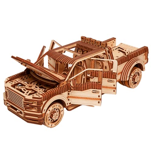 Wood Trick 3D Mechanical Pickup Truck Puzzle Kit – Build Your Own Wooden SUV Model Wood Trick