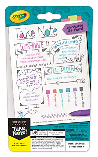 Crayola Medium Point Washable Gel Pens Set, School and Adult Coloring Supplies, 6 count Crayola