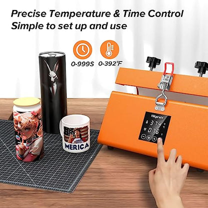 Tumbler Heat Press, HITPREX Mug Press for 11 OZ to 30 OZ Sublimation Blanks Tumbler, 110 V Portable Tumbler Press with LCD Precise Temperature - WoodArtSupply