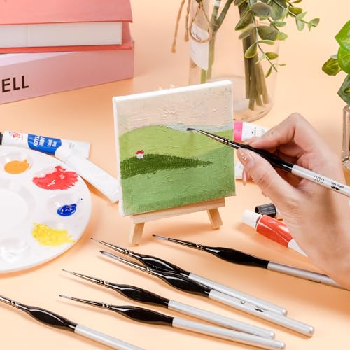 Mr. Pen- Detail Paint Brushes Set, 9 pcs, Silver/Black, Miniature Paint Brushes, Thin Paint Brushes, Model Paint Brushes, Fine Tip Paint Brush, Face Mr. Pen