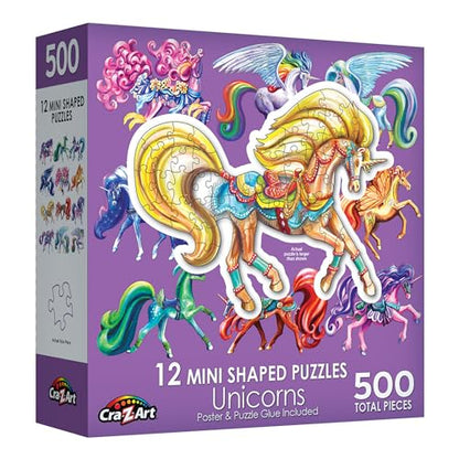 Cra-Z-Art - RoseArt - Mini-Shaped - Unicorns - 500 Piece Jigsaw Puzzle