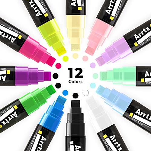 Arrtx Acrylic Jumbo Markers 10mm Broad Tips Acrylic Paint Pens for Stone, Glass, Easter Egg, Wood and Fabric Painting-No Toxic,No Odor Arrtx