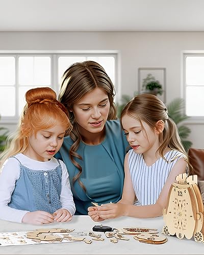 Beagle Clock: 3D Wooden Puzzle for Adults Christmas-Themed Wooden Clock Kits to Build with Wall Clock Pendulum Jigtoy