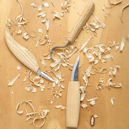 PRUGNA Wood Carving Tools Set for Spoon, Kuksa, etc. Carving Kit Contains 3 Knives, Sanding Sponges, Whetstone, Strop and Polishing Compound - with PRUGNA